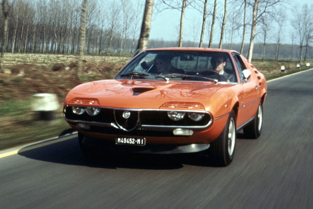 Alfa Romeo Montreal driving front 3/4