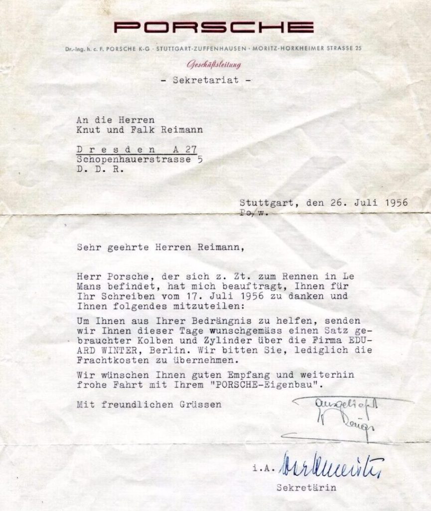 Porsche Linder letter