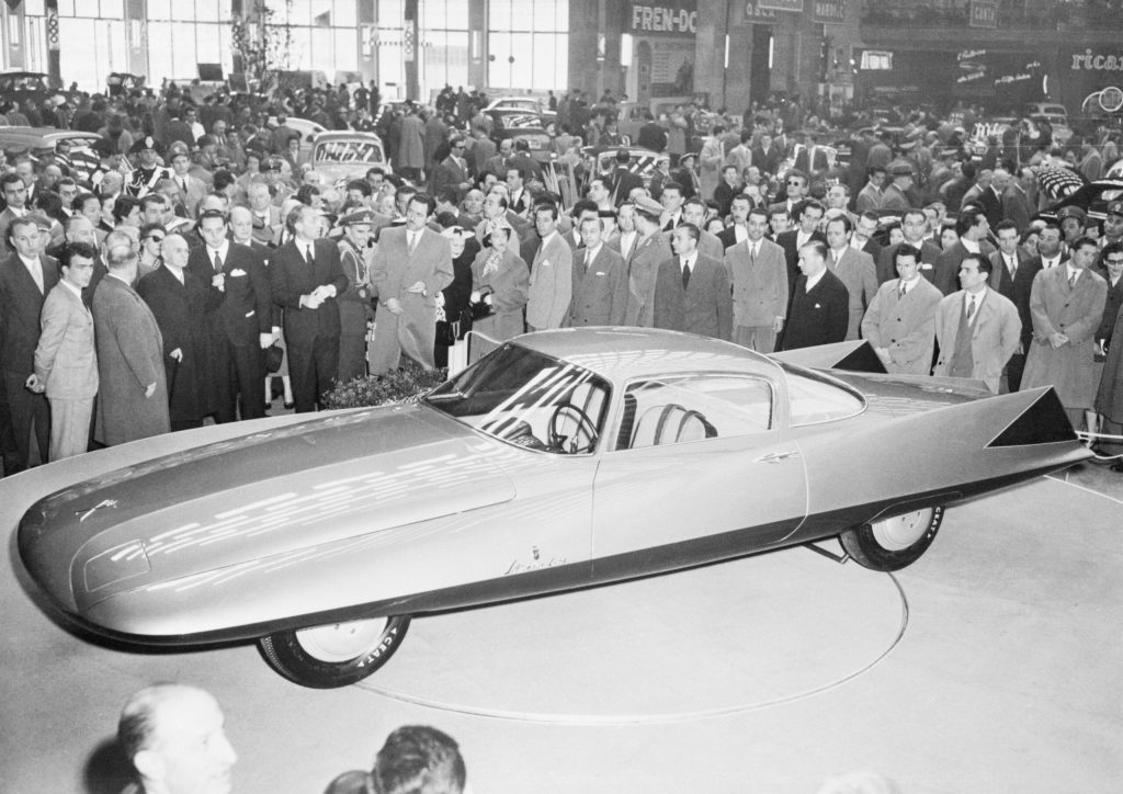 Sleek New Car by Ghia Displayed Turin Auto Show 1955