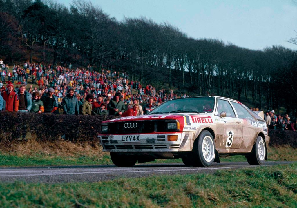 Group B Rally Car Audi racing front three quarter stationary