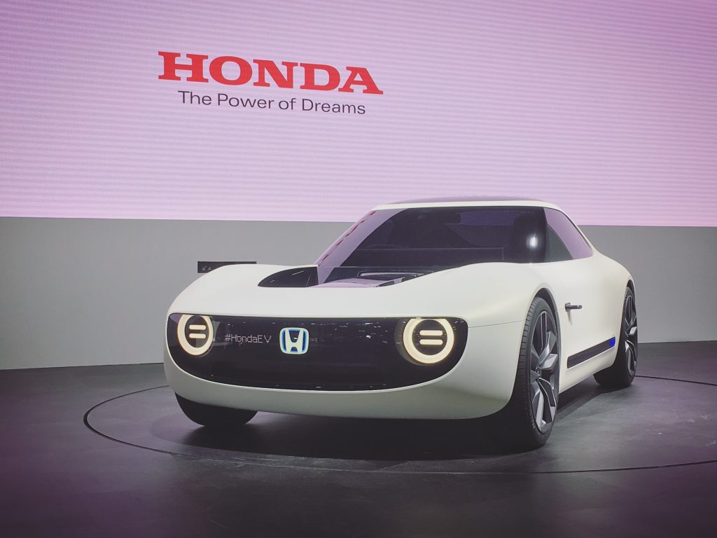 Honda Sports EV concept front 3/4 show stand