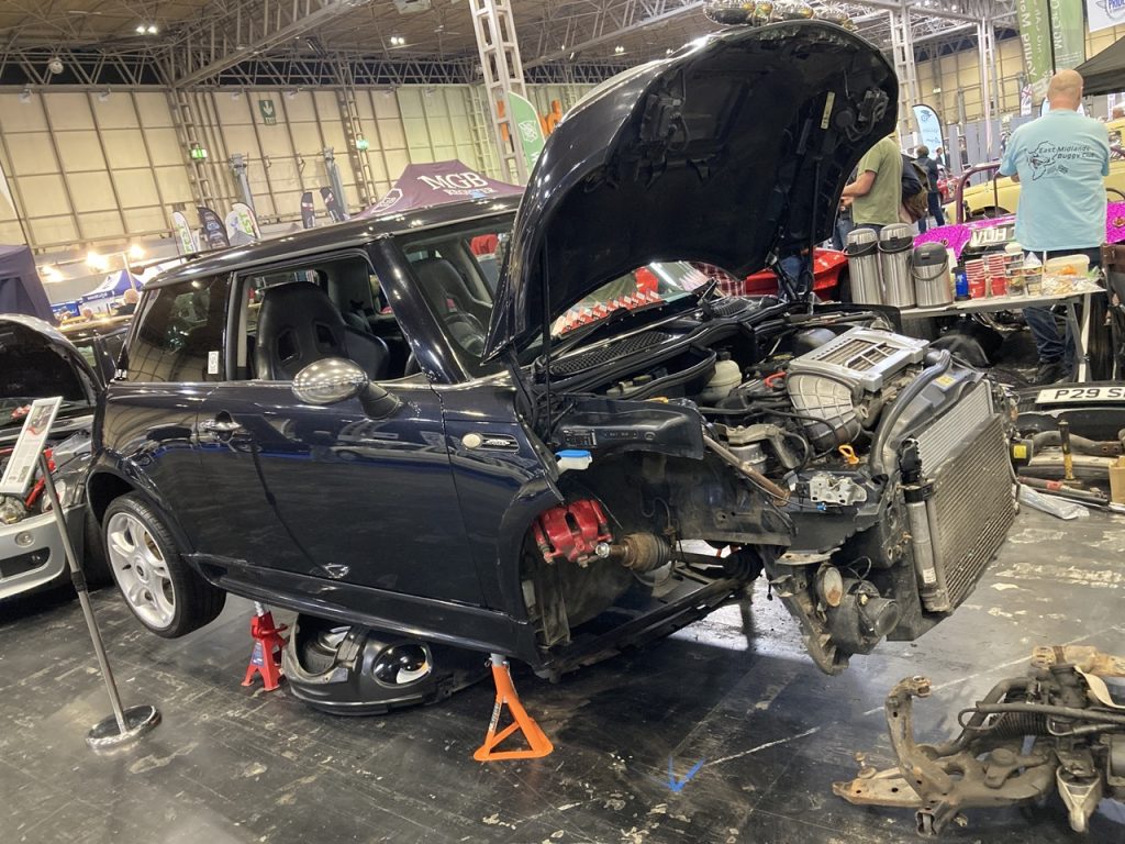 NEC Restoration Show R53 Mini Cooper S disassembled