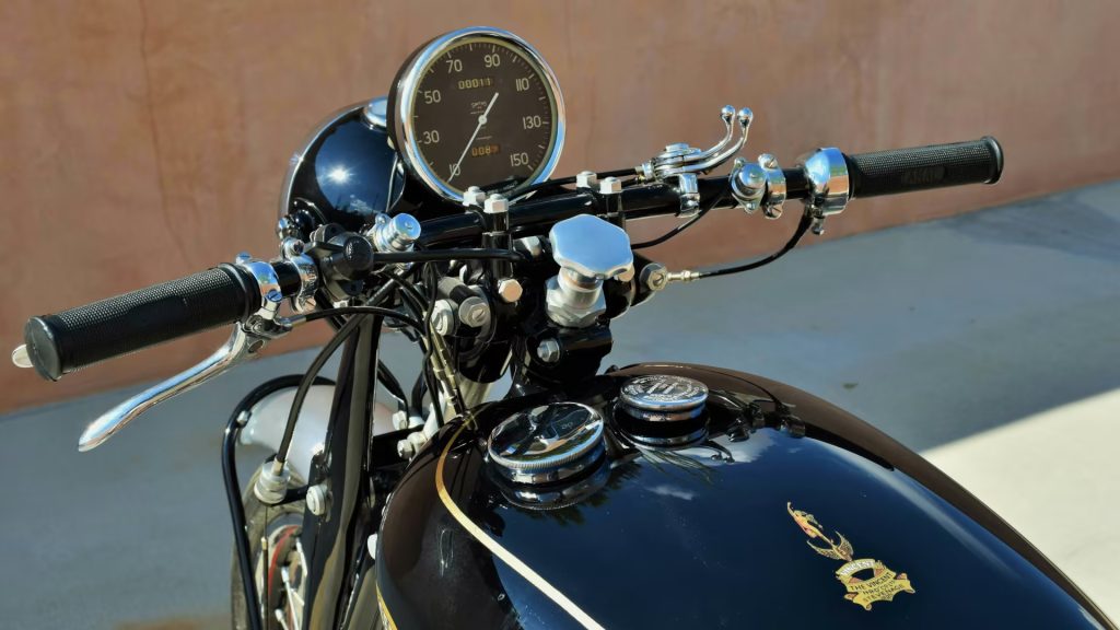 1951 Vincent Black Shadow handle bars gauges tank