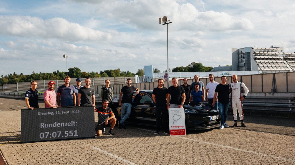 2025 Porsche Taycan Turbo GT Nürburgring lap record board