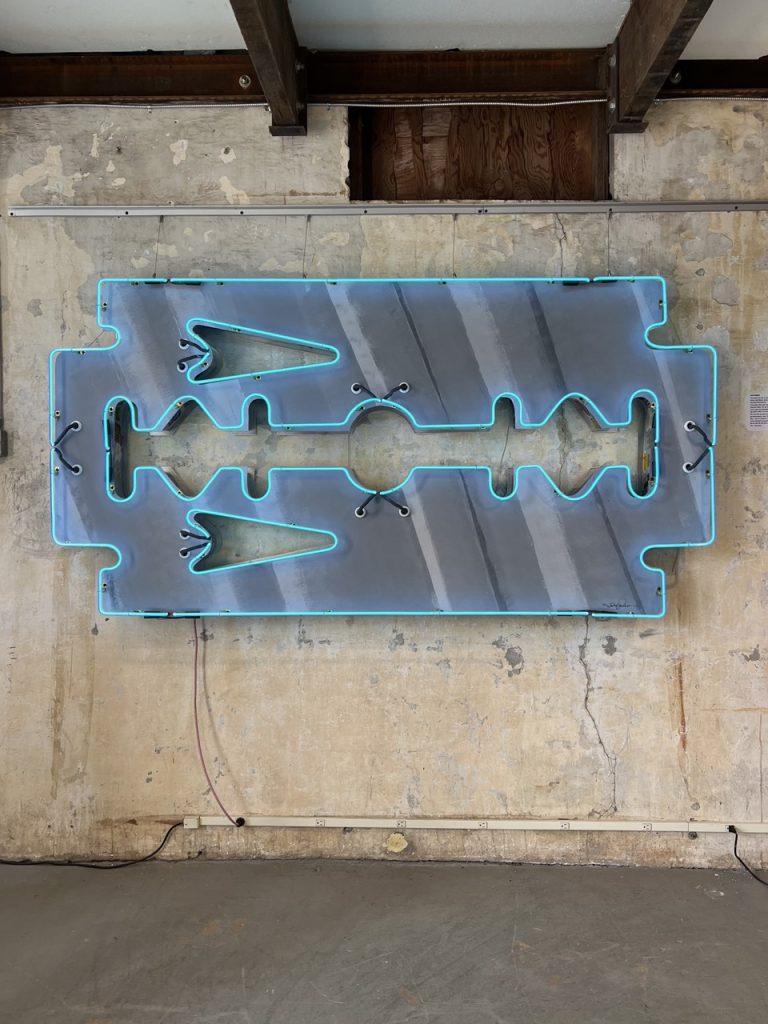 Todd Sanders neon art razor blade