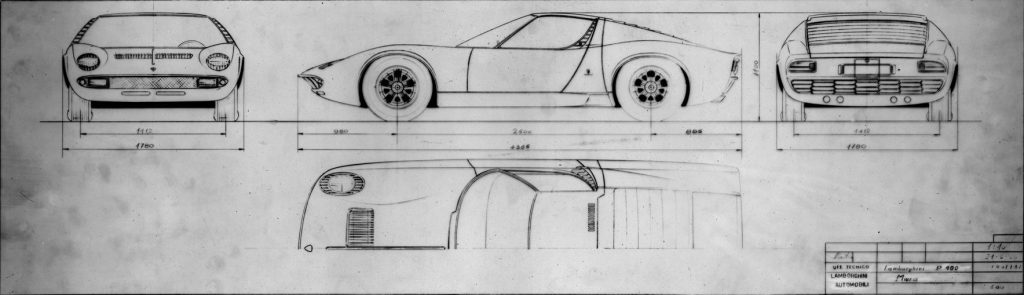 Lamborghini Miura technical drawings