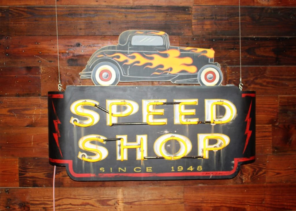 Todd Sanders neon art Speed shop