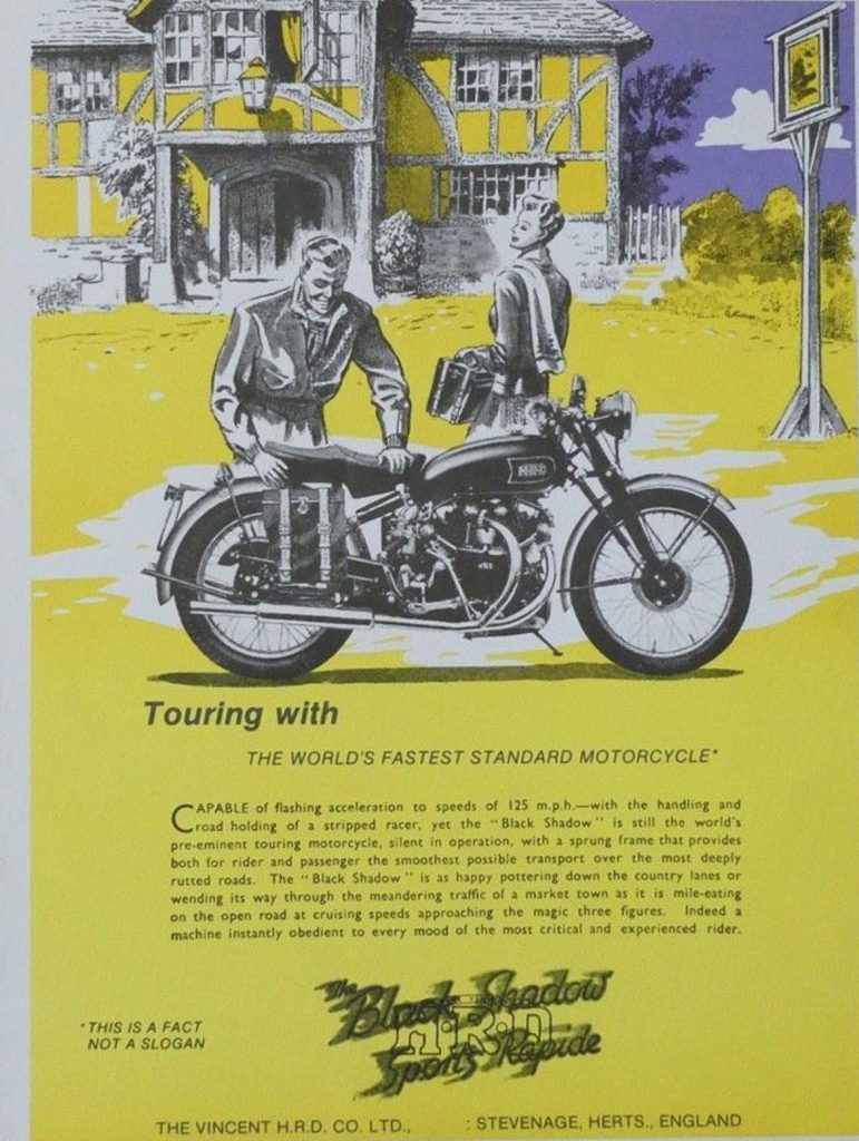 Vincent Black Shadow vintage ad