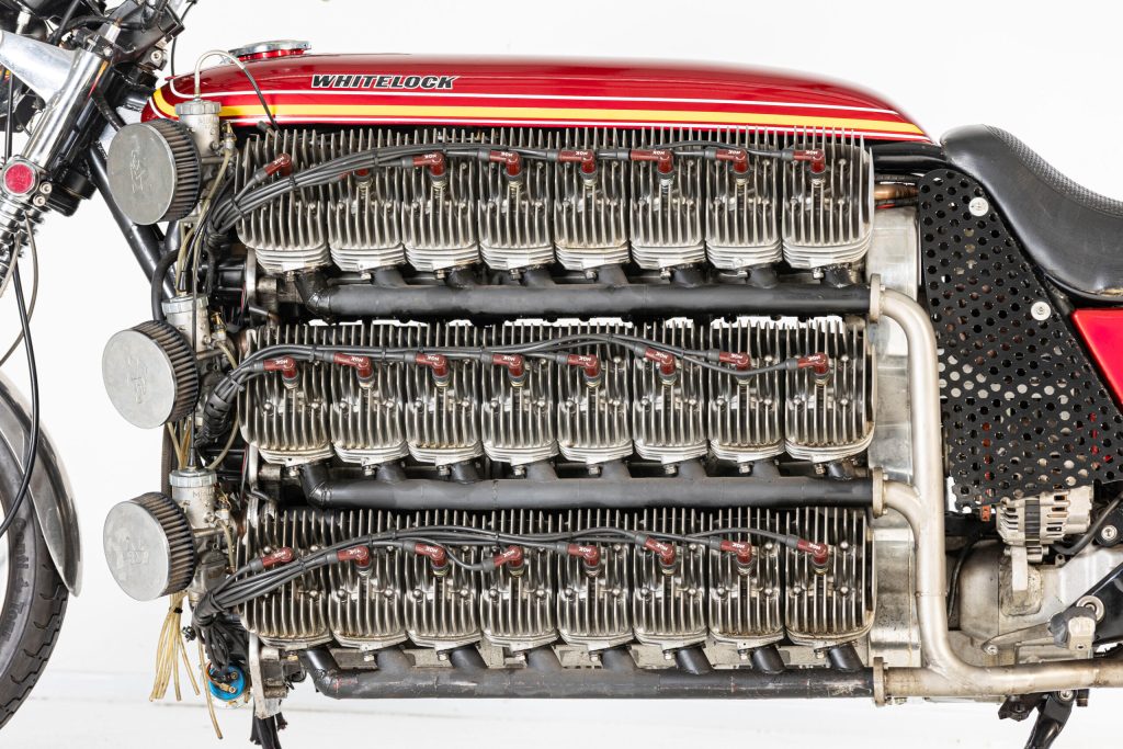 48 Cylinder Whitelock motorcycle engine closeup