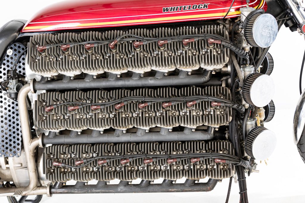 48 Cylinder Whitelock motorcycle engine closeup