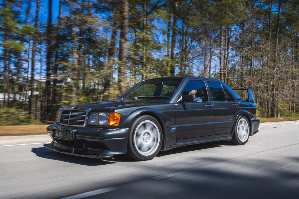 1990-Mercedes-Benz-190E-Evo-II front three quarter action