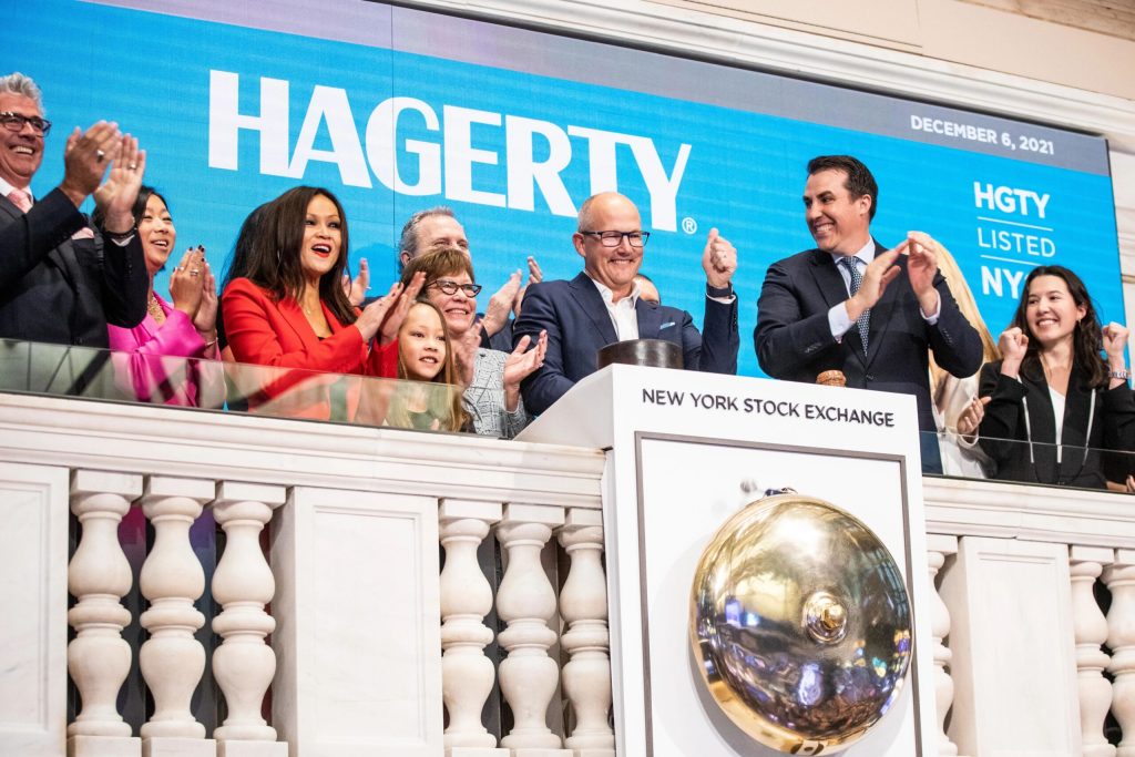 Hagerty public ipo day new york stock exchange family on stage