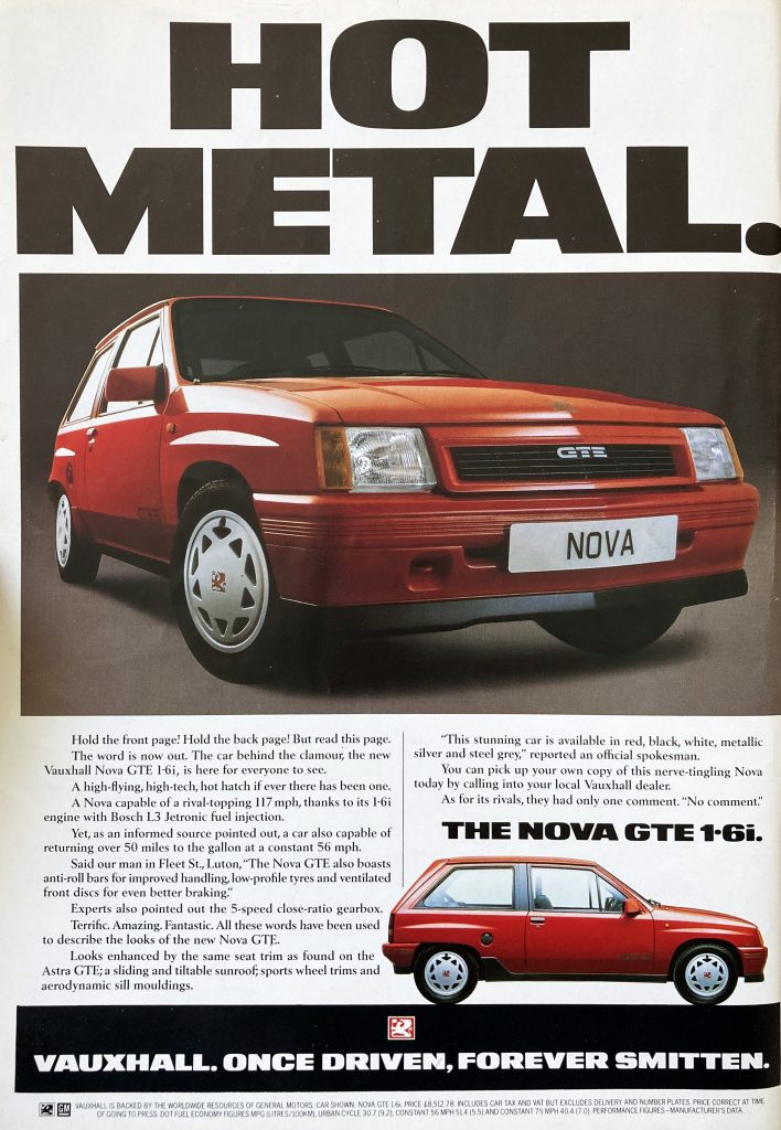 Vauxhall Nova GTE advert