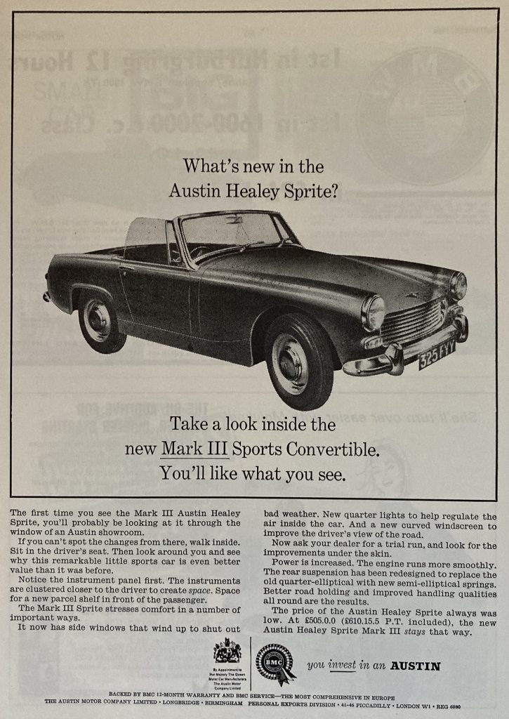 Austin Healey Sprite Mk III ad
